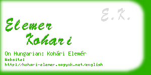 elemer kohari business card