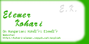 elemer kohari business card